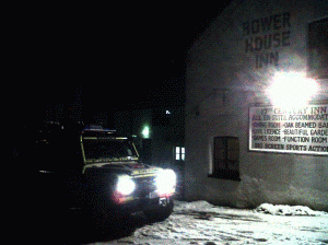 A team landrover in the snow