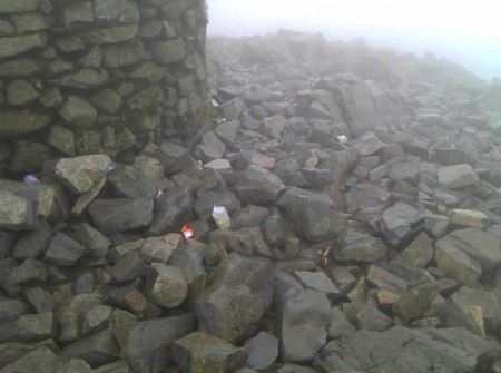 Rubbish on Scafell Pike