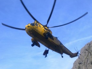 The stretcher almost inside the Sea King