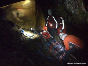 Good torches and a bivvi tent are invaluable during a night-time rescue