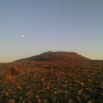 Walking off the summit plateau after the casualty had been evacuated