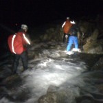 Crossing Lingmell Gill on the Descent