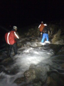 Crossing Lingmell Gill on the Descent