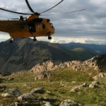 The Sea King returning to pick up from Scafell Pike
