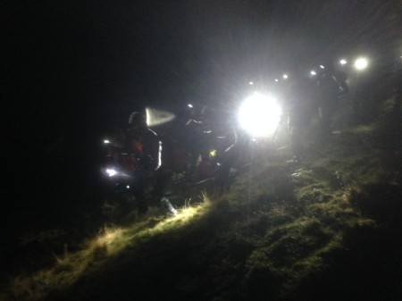 Sledging the stretcher down to Overbeck