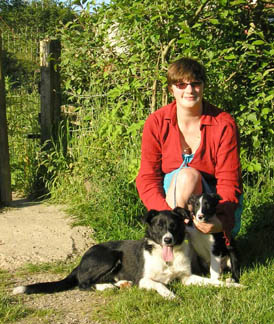 At home at Brackenthwaite -Lorraine with Millie and pup