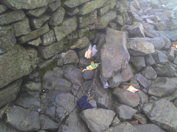 Rubbish on Scafell Pike