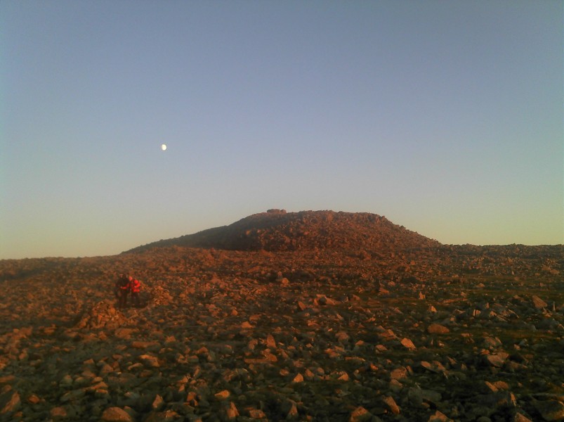 Walking off the summit plateau after the casualty had been evacuated