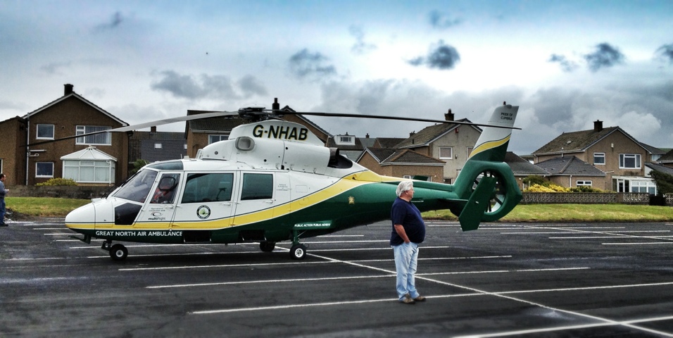 The Great North Air Ambulance in St Bees beach car park