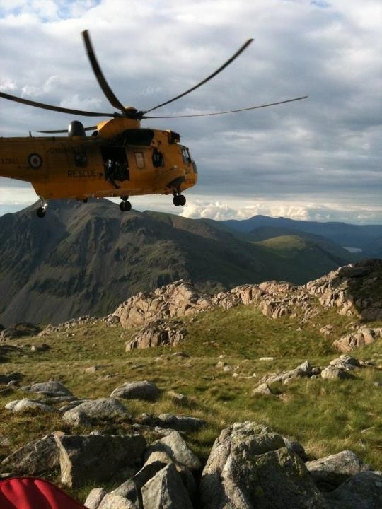 The Sea King returning to pick up from Scafell Pike