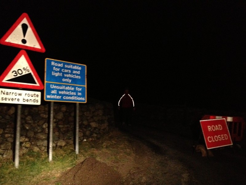 The signs below Hardknott Pass on the Eskdale Side